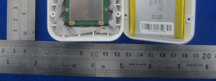 PCB with RF Shielding and Battery.
