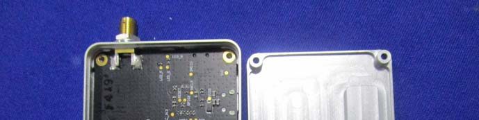 RF section with SMA connector and robust metal EMI shielding.