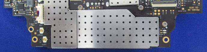 Shielded core with FPC connector and dense power management components.