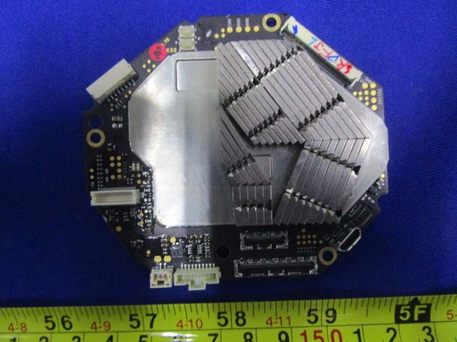 PCB with large EMI shield and heatsink for main controller.