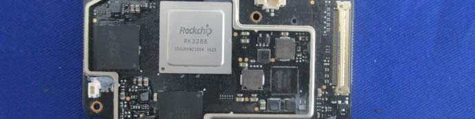 Main PCB with Rockchip RK3288 SoC, memory, and RF shielding.