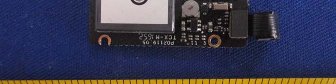 GPS/RF module with shielded ceramic patch antenna and FPC connector.