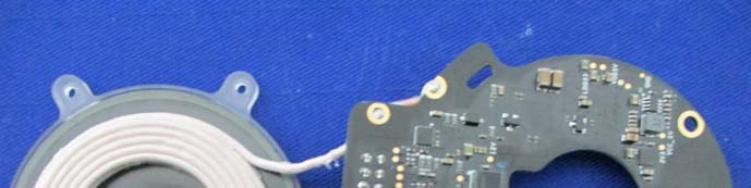 Custom PCB and wound coil for signal/power transfer in rotating assembly.
