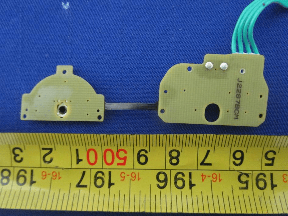 Sensor interface or peripheral PCB with direct wire connections.