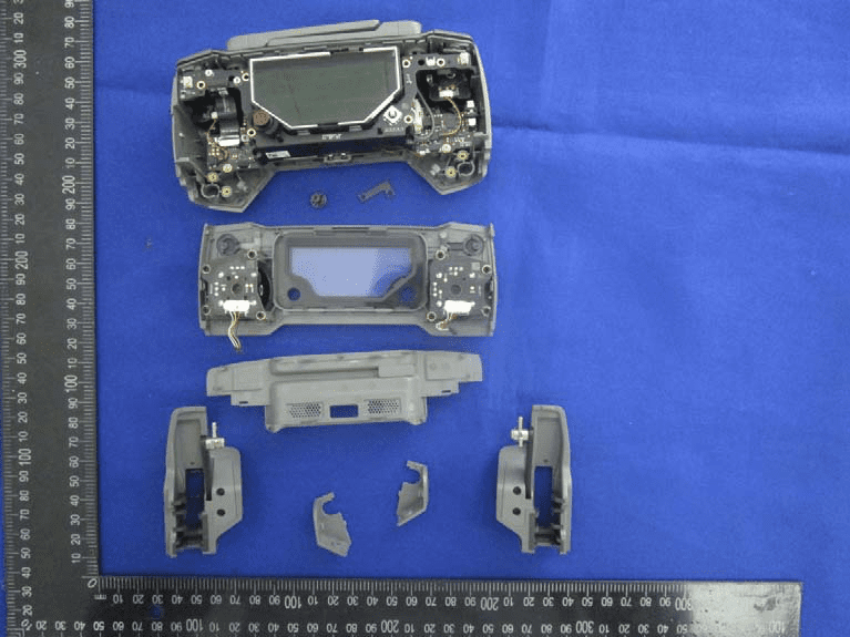 Remote controller mainboard, LCD, and modular connectors for user interface.