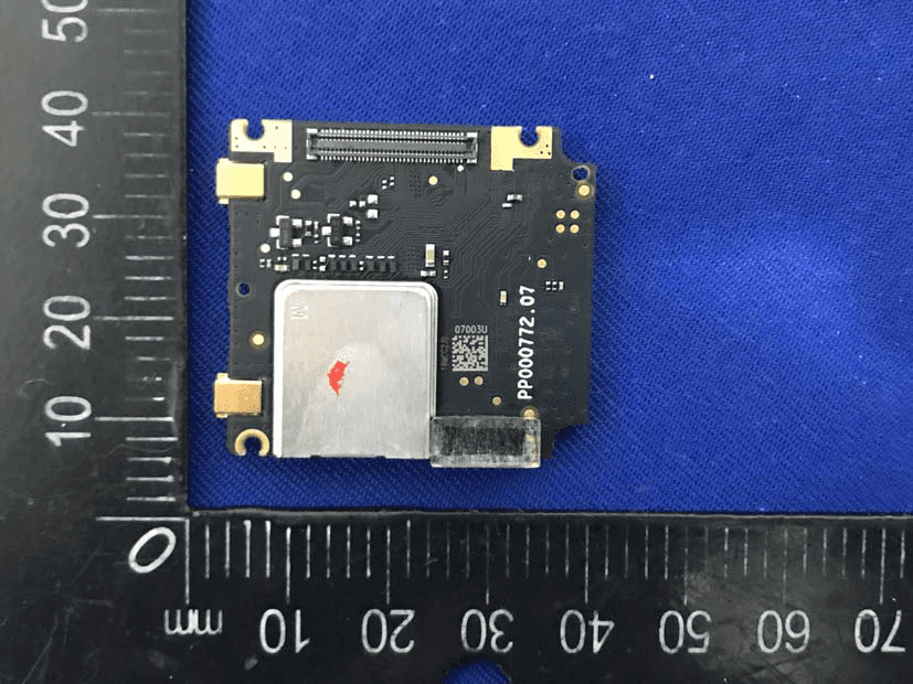 EMI-shielded wireless module with FPC connector.