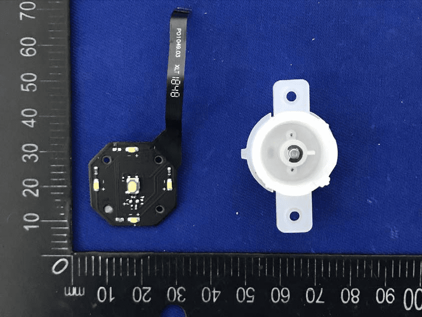 Illuminated button or joystick PCB with LEDs and tactile switch.