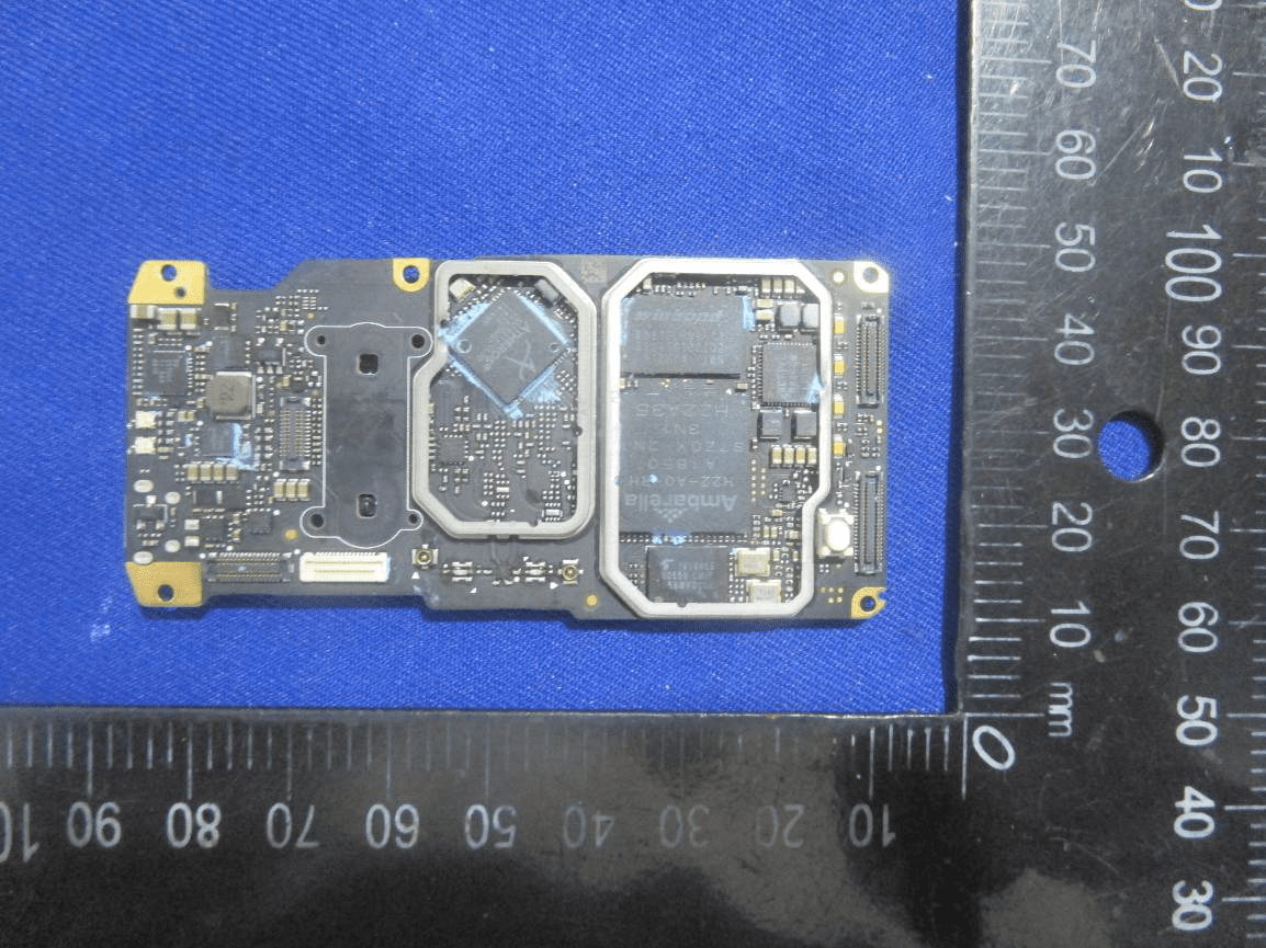 Ambarella SoC, memory, and EMI shielding for video processing.