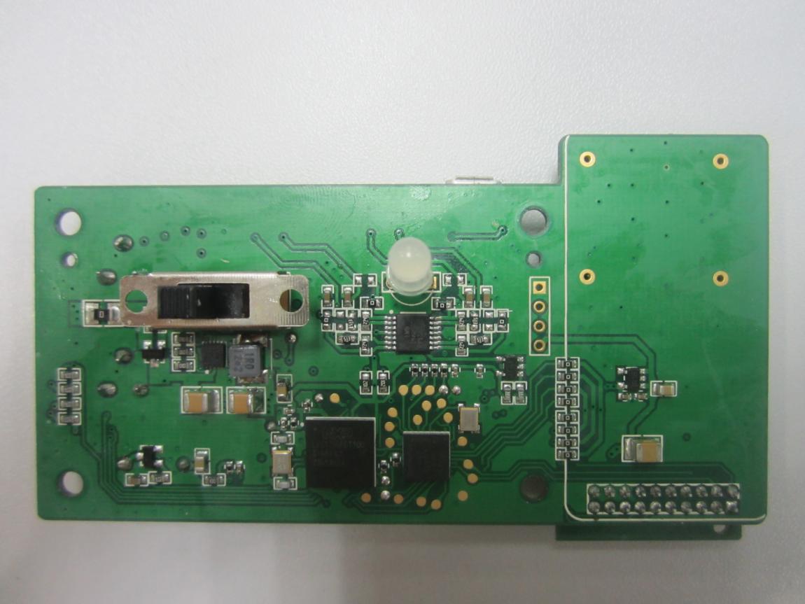 PCB with Prominent ICs and Trace Antenna.