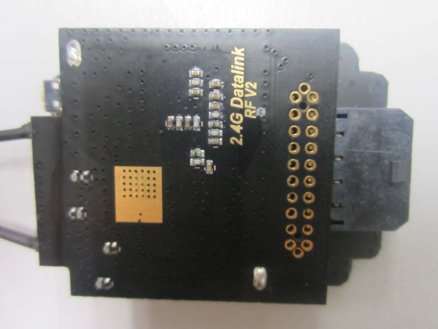 Underside of PCB with Connector and Vias.
