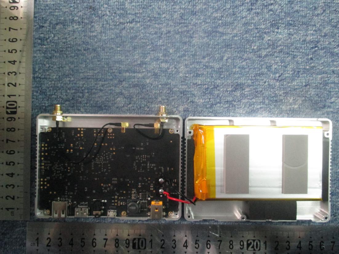 Main PCB with SMA connectors and data interfaces.