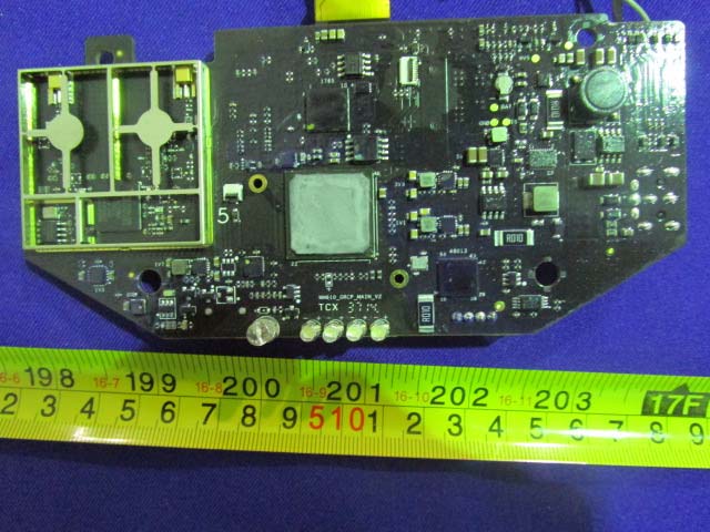 PCB with central SoC and RF shielding for robust processing.