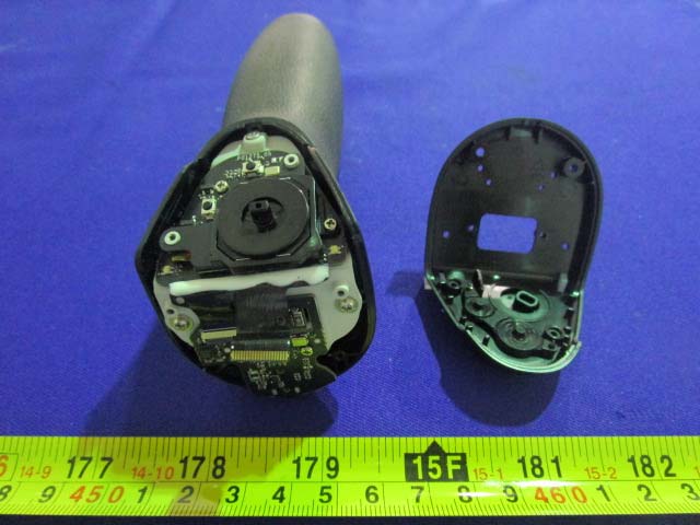 Camera module PCB with lens assembly and data connectors.