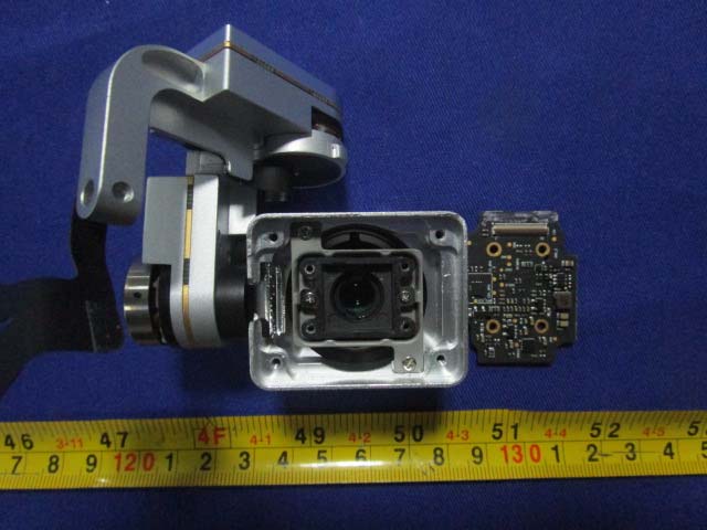 Gimbal/camera assembly PCB with dense IC population and FPC connectors.