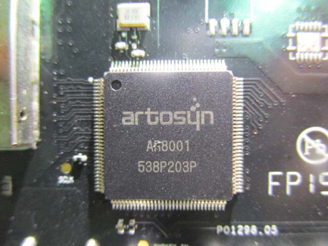 Artosyn AR8001 SoC and adjacent shielded RF circuitry.