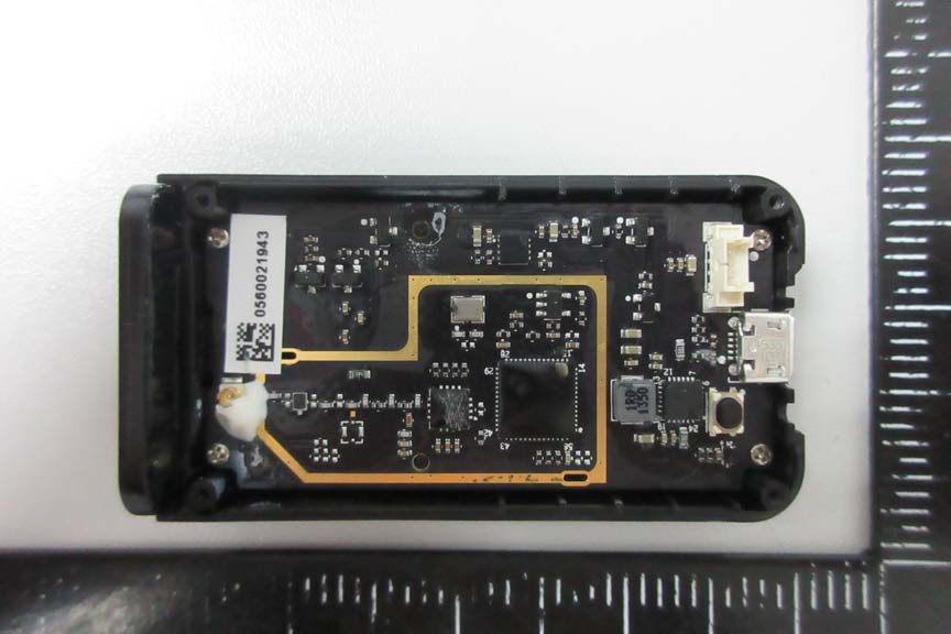 PCB with integrated 2.4GHz antenna, dual ICs, and power management circuitry.