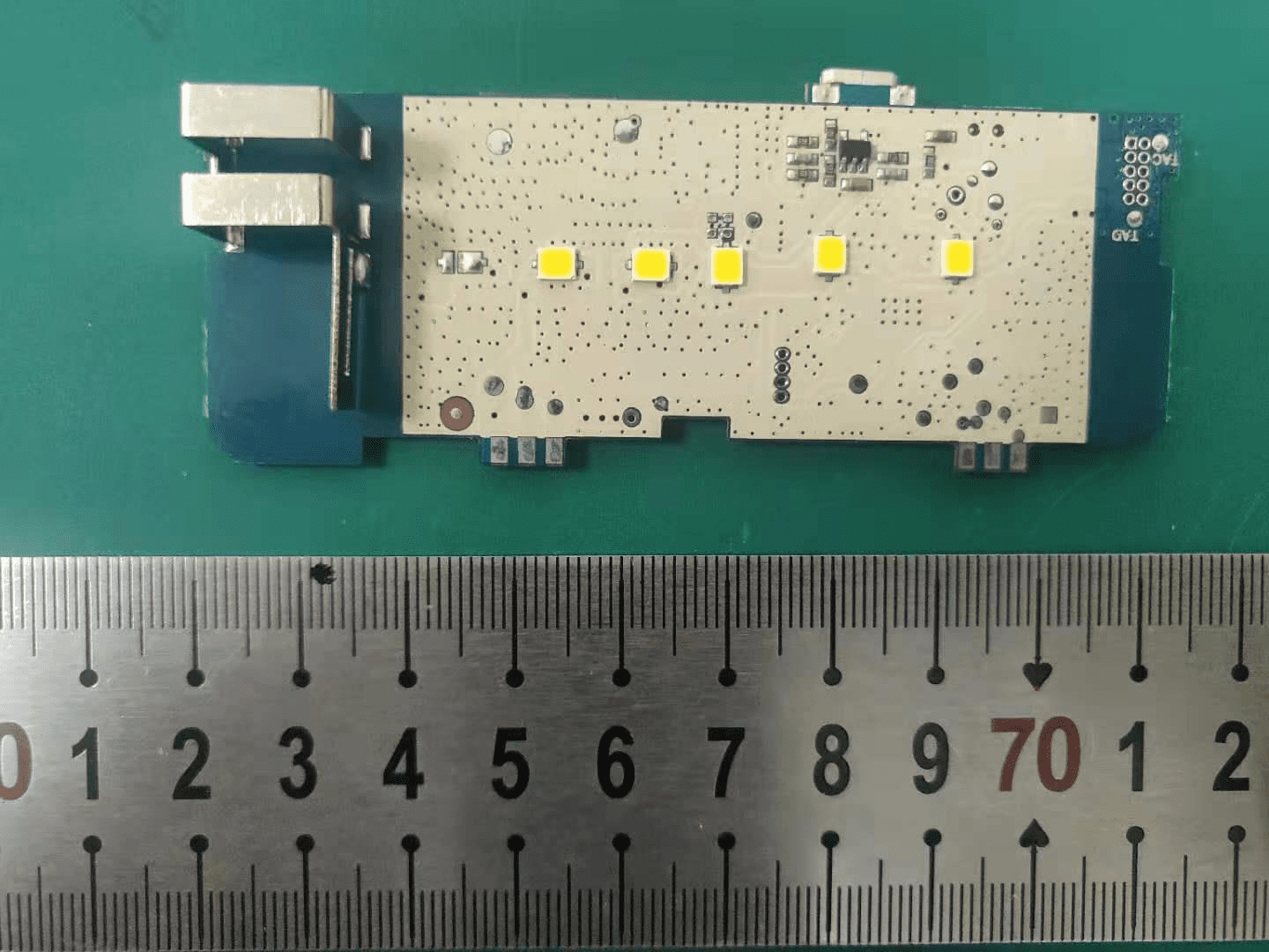 Main LED driver PCB with high-power LEDs and robust power terminals.