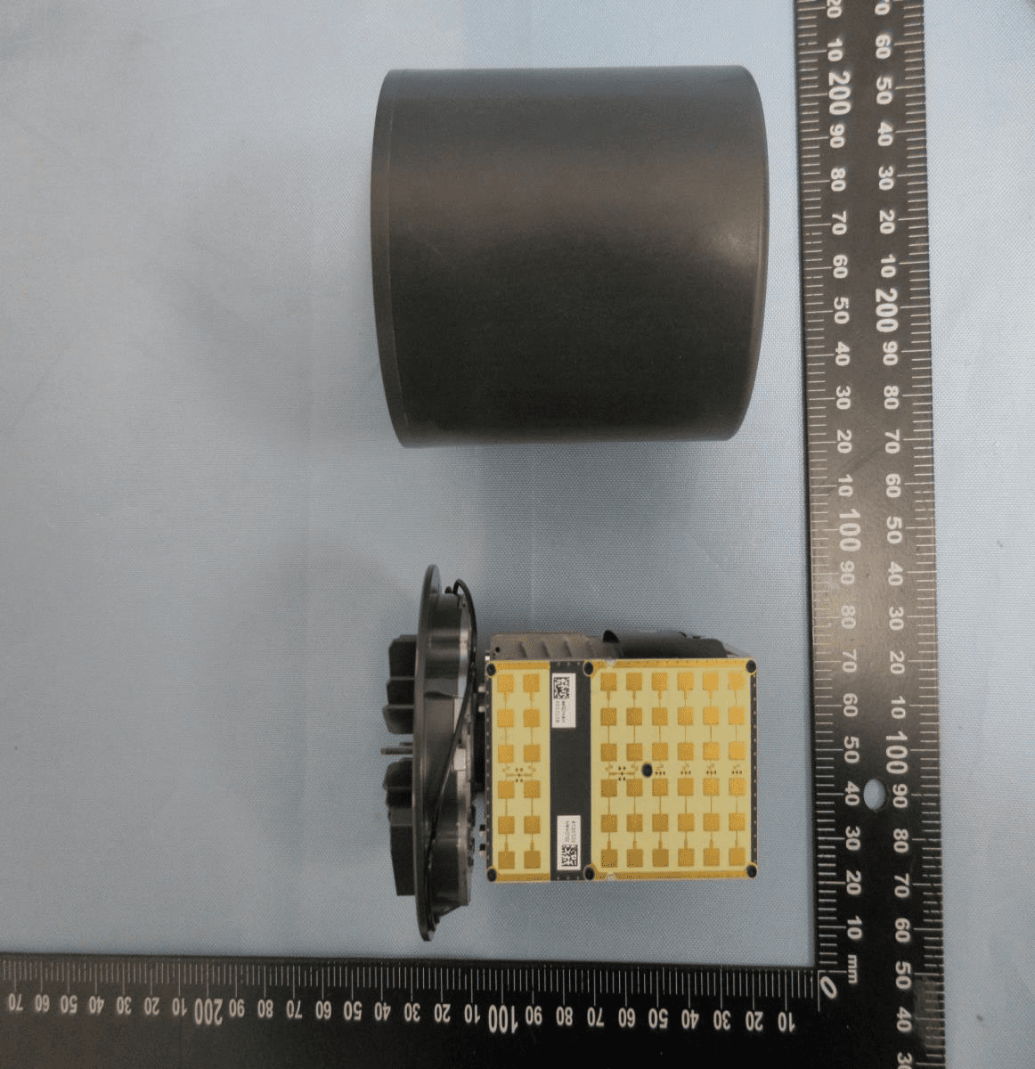 High-frequency PCB antenna array for radar sensing and obstacle avoidance.