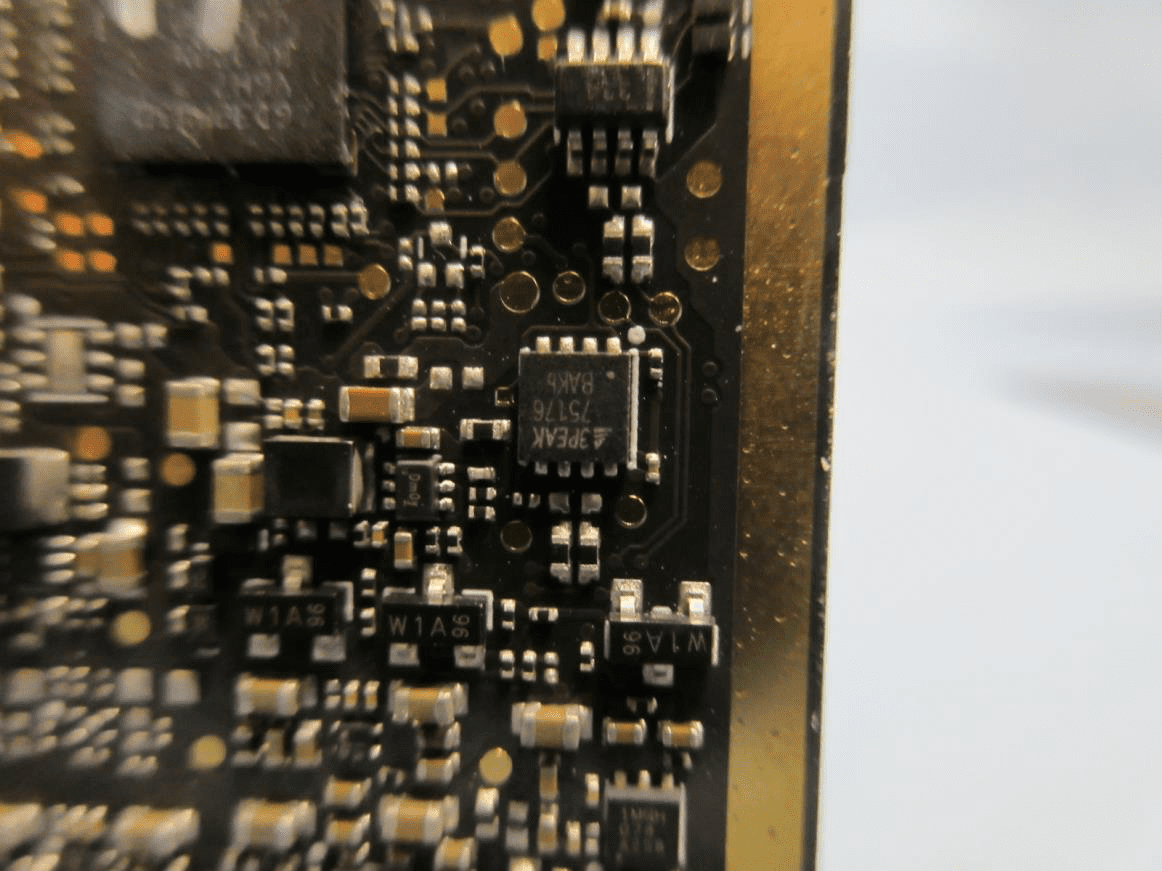 Dense RF/analog section with power management and gold-plated PCB edge.
