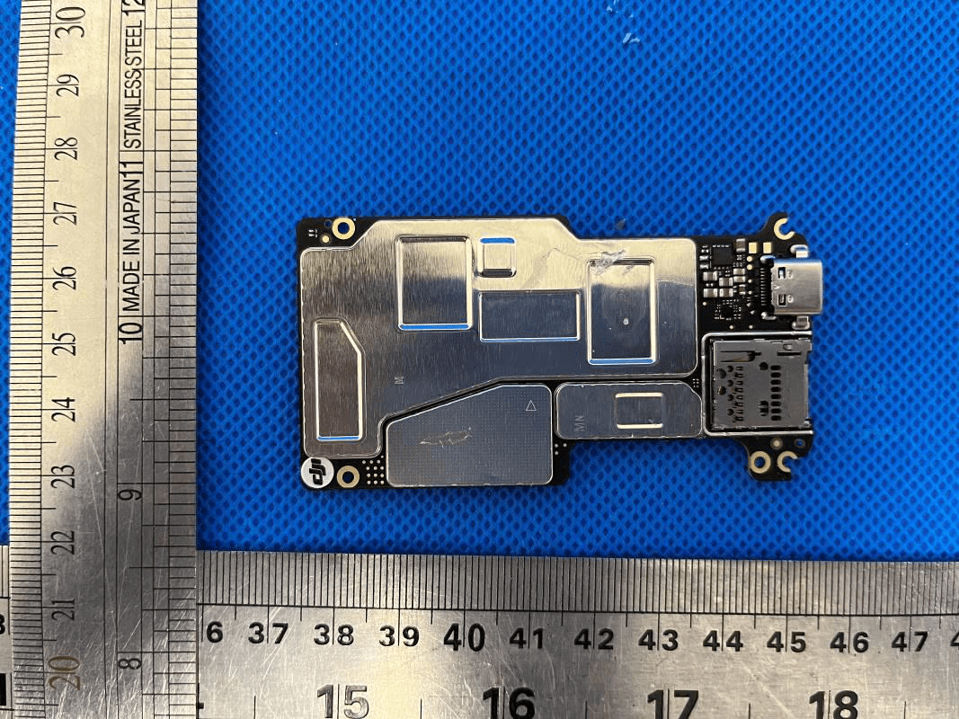 High-density PCB with EMI/RFI shielded SoC and storage interfaces.