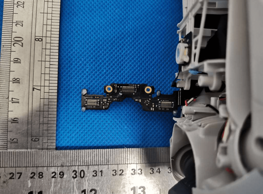 High-density sensor/interface PCB with advanced ground pours and FPC connectors.