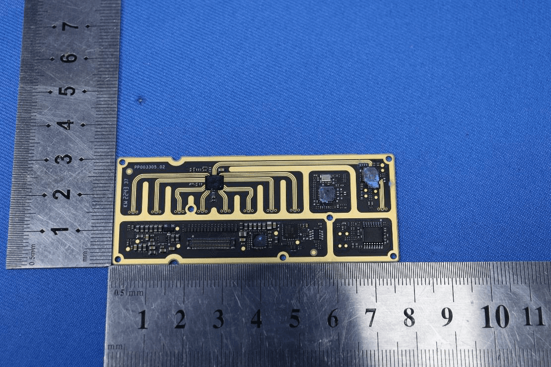 Mixed-signal PCB with integrated RF antenna and robust power management.