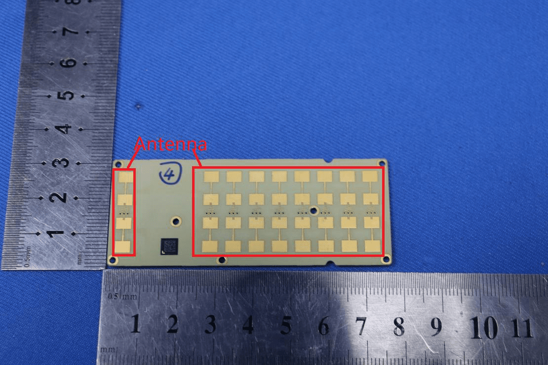 Planar patch antenna array PCB for phased array telemetry or GNSS.